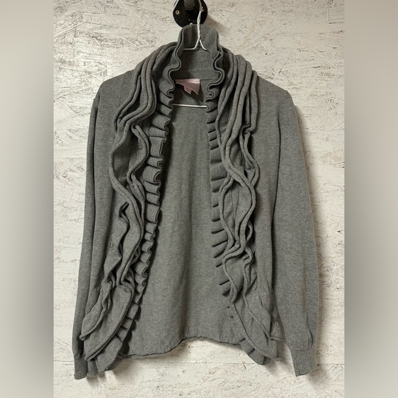 Romeo & Juliet Couture Sweaters - Romeo & Juliet Couture Gray Ruffled Cardigan